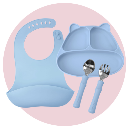 Mombella Zestaw obiadowy dla dziecka 12m+ Light Blue