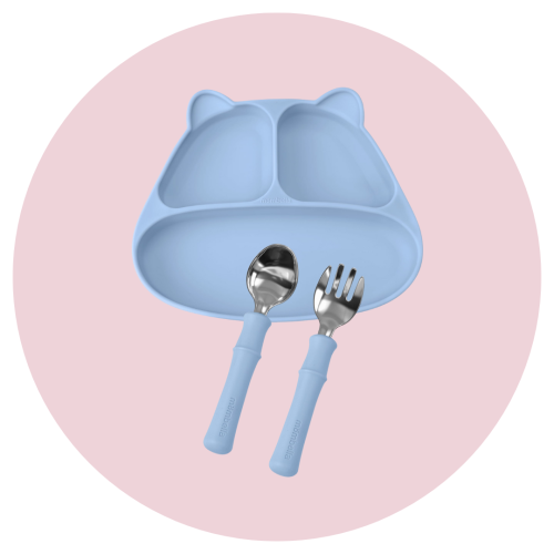 Mombella Zestaw obiadowy dla dziecka 12m+ Light Blue