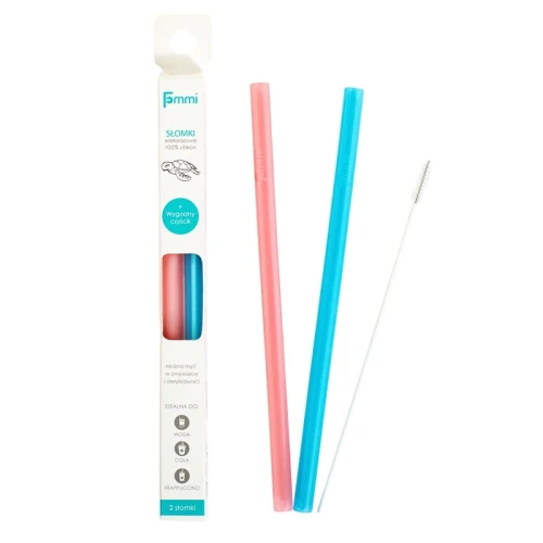 Słomka Silikonowa 2 szt  Pink/Blue - Fommi