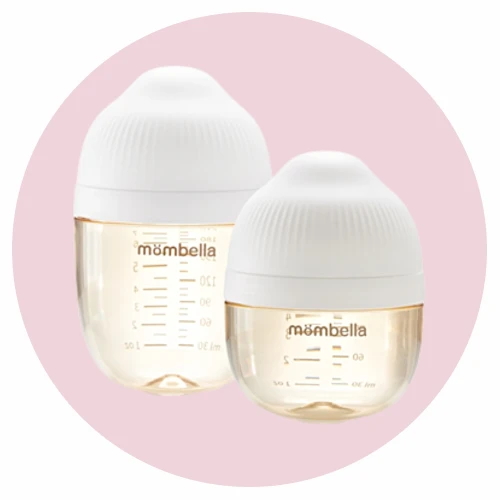 Mombella Zestaw butelek antykolkowych dla noworodka Breast Shape Ivory - PPSU, 120 i 210 ml