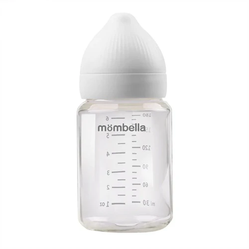 Szklana antykolkowa butelka dla niemowlaka po 3 miesiącu Classic Ivory 180 ml | Mombella