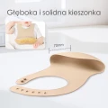 Mombella Silikonowy śliniak z kieszonką light brown 006.jpg