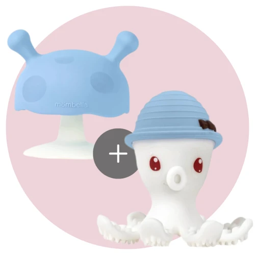Mombella Zestaw Gryzak Grzybek + Ośmiornica Light Blue