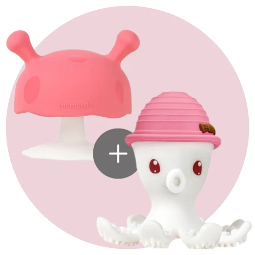 Mombella Zestaw gryzak grzybek i ośmiornica Pink
