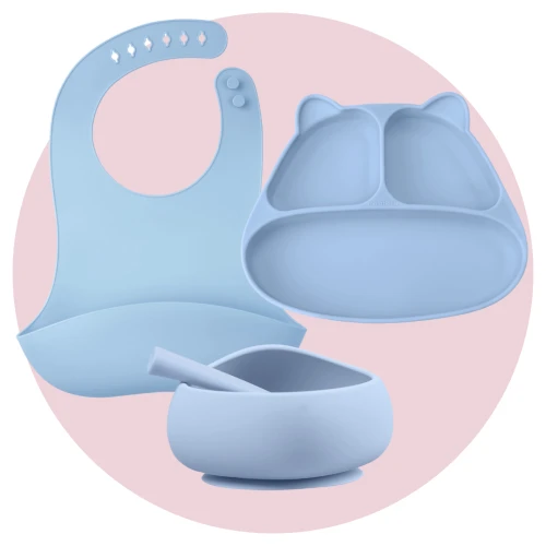 Mombella Zestaw obiadowy dla dziecka 6m+ Light Blue