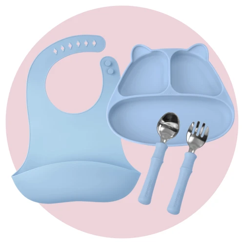 Mombella Zestaw obiadowy dla dziecka 12m+ Light Blue | duży