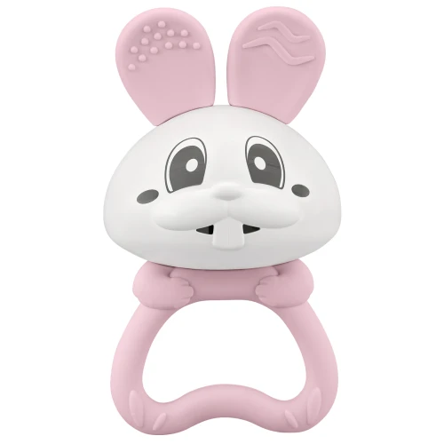 Mombella Gryzak grzechotka 2w1 królik Bunny Pink