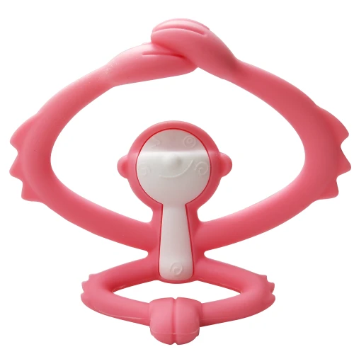 Mombella Silikonowy Gryzak Dla Niemowlaka Zabawka Małpka Pink
