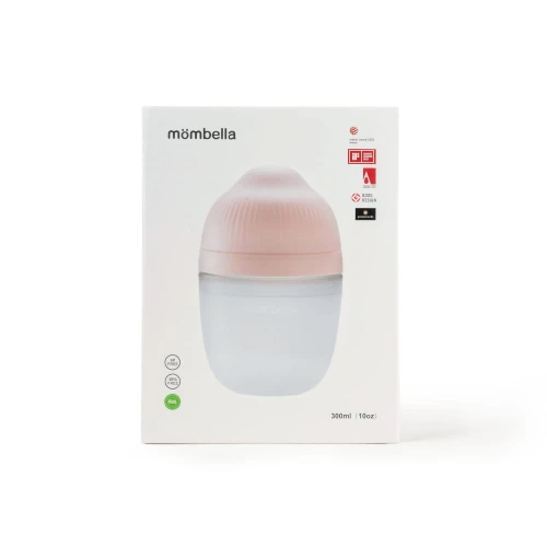 Antykolkowa butelka dla niemowlaka po 9 miesiącu Breast Shape Old Rose - silikonowa, 300 ml | Mombella