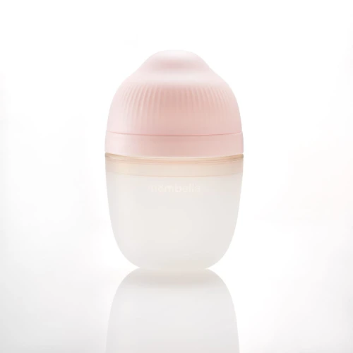 Antykolkowa butelka dla niemowlaka po 3 miesiącu Breast Shape Old Rose - silikonowa, 210 ml | Mombella